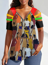 Retro Black Art Print Top imprimé pour femmes